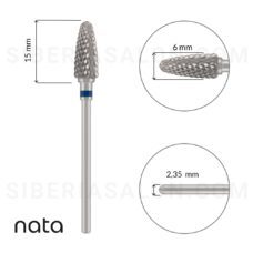 Foto del producto 35: Fresa / Broca Nata de carburo forma maíz, azul, ZURDOS L-15,0 mm., Ø6,0 mm.