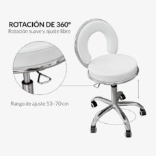 Foto del producto 29: Taburete con ruedas y respaldo para pedicura – Blanco.