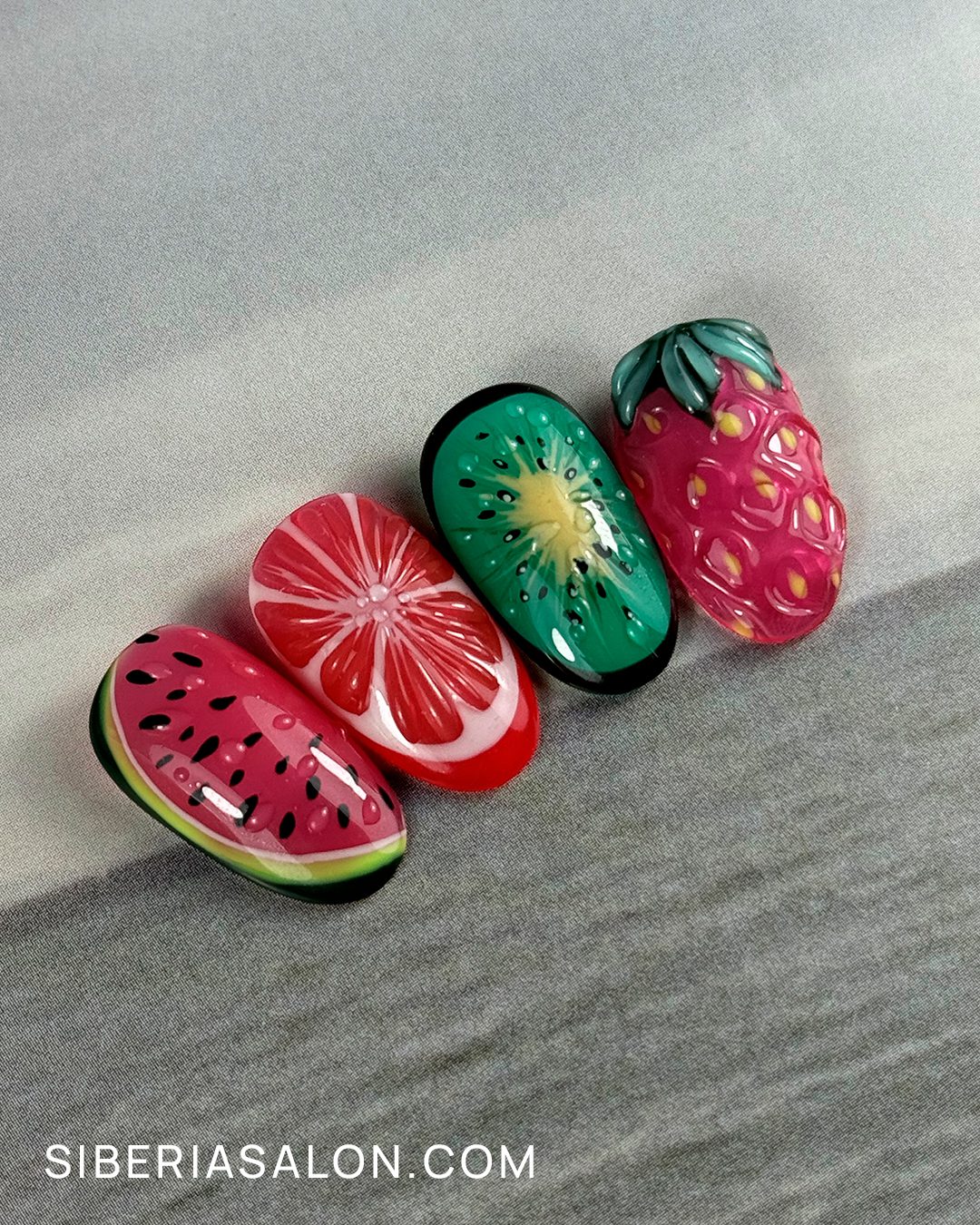 Frutas con efecto 3D