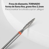 Fresa de diamante, TORNADO forma de llama fina, grano fino. 2,1mm