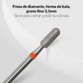 Fresa de diamante, forma de bala, grano fino, 3,1mm