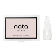 Gel tips nails PRESS ON Nata - forma estilete tamaño mediano