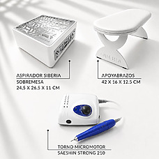 Foto del producto 5: PACK Torno SAESHIN Strong 210 + Aspirador Siberia sobremesa + Apoyabrazos Siberia blanco. Foto del producto 5: PACK Torno SAESHIN Strong 210 + Aspirador Siberia sobremesa + Apoyabrazos Siberia blanco.