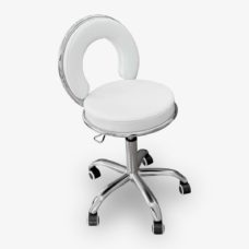 Foto del producto 1: Taburete con ruedas y respaldo para pedicura – Blanco.