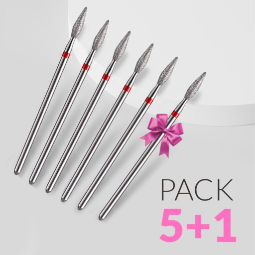 pack Fresas Nata de diamante, llama, roja 2.2mm