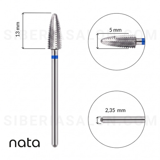 Fresa de Carburo NATA Forma Maíz de Grano Azul L-13 mm Ø5,0 mm