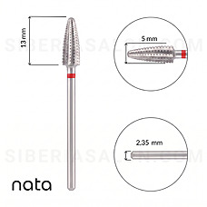 Foto del producto 2: Fresa de Carburo NATA Forma Maíz de Grano Rojo L-13 mm Ø5,0 mm.